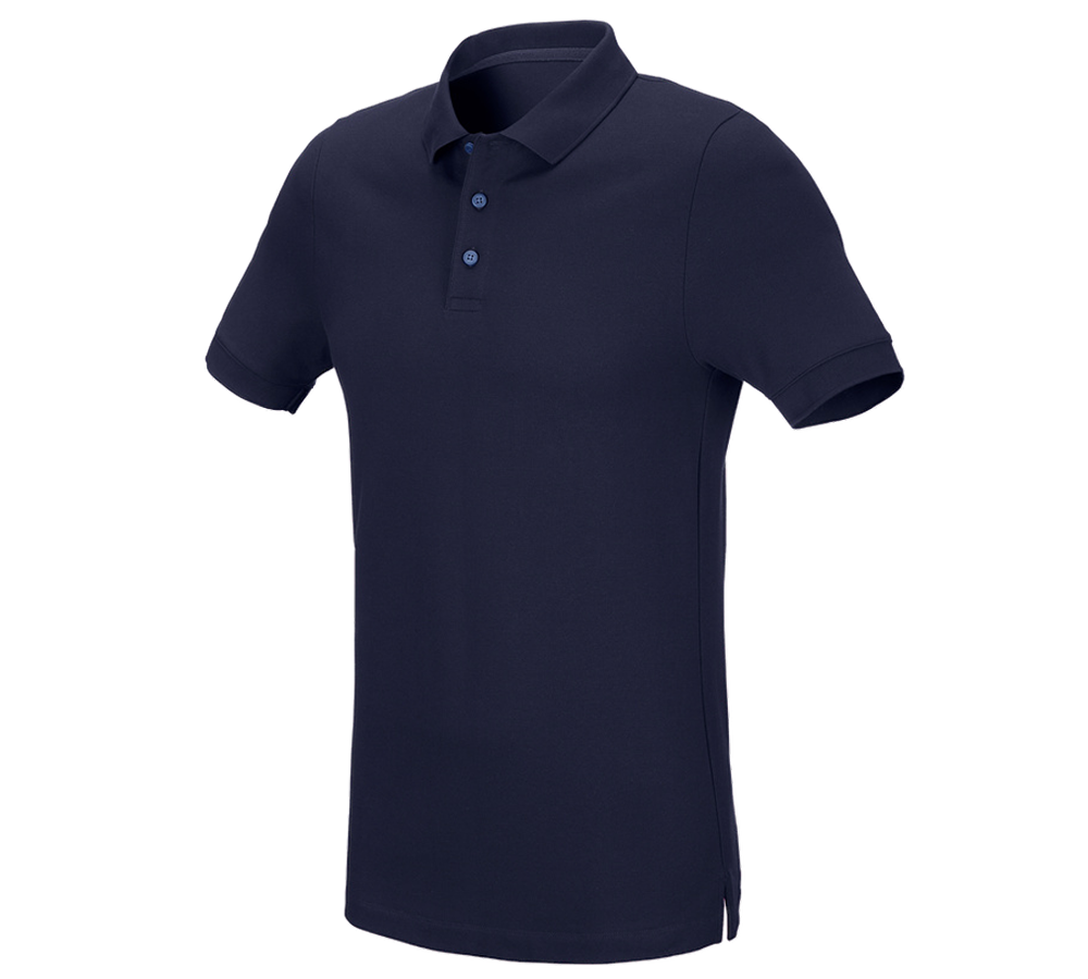 Themen: e.s. Piqué-Polo cotton stretch, slim fit + dunkelblau