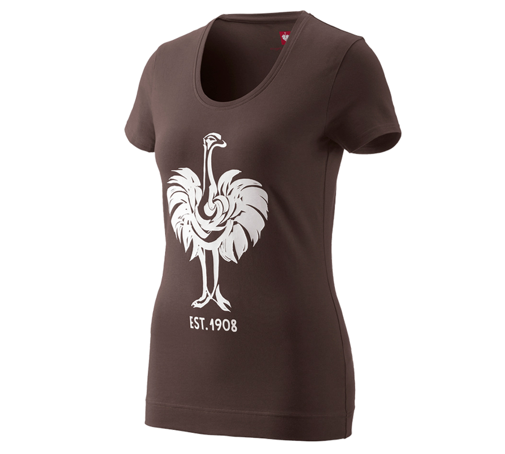 Shirts, Pullover & more: e.s. T-shirt 1908, ladies' + chestnut/white