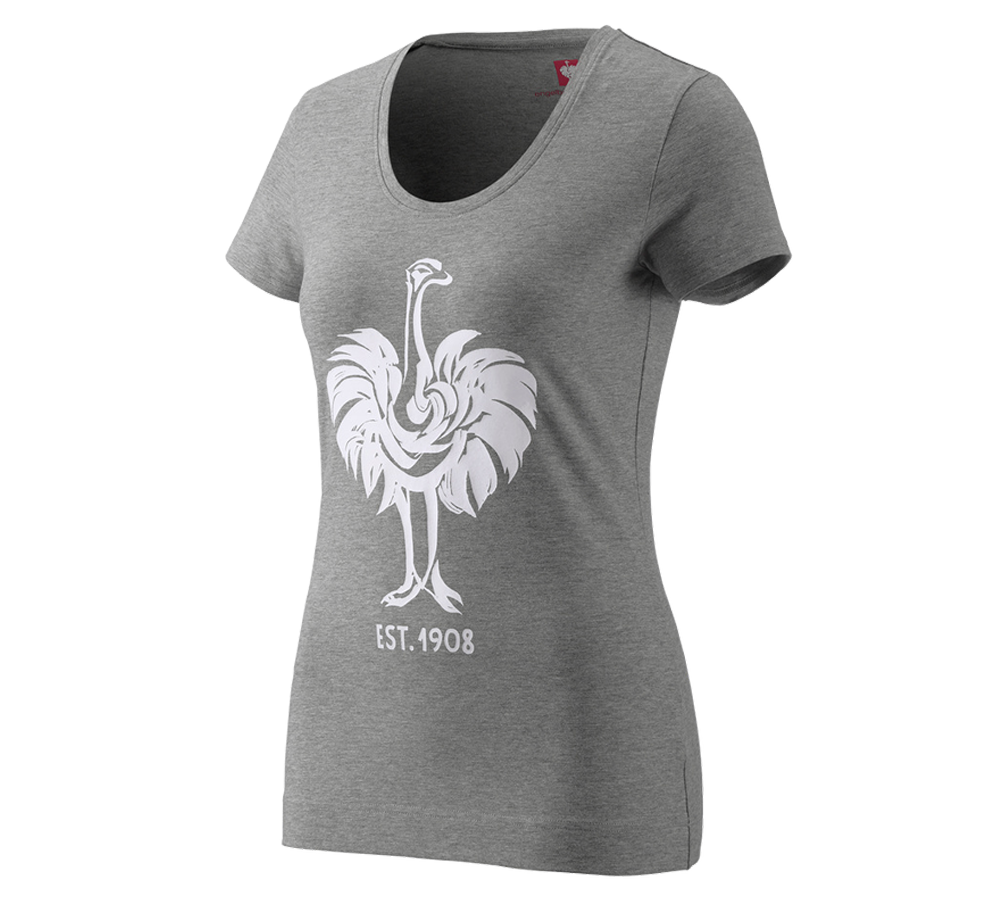 Shirts, Pullover & more: e.s. T-shirt 1908, ladies' + grey melange/white