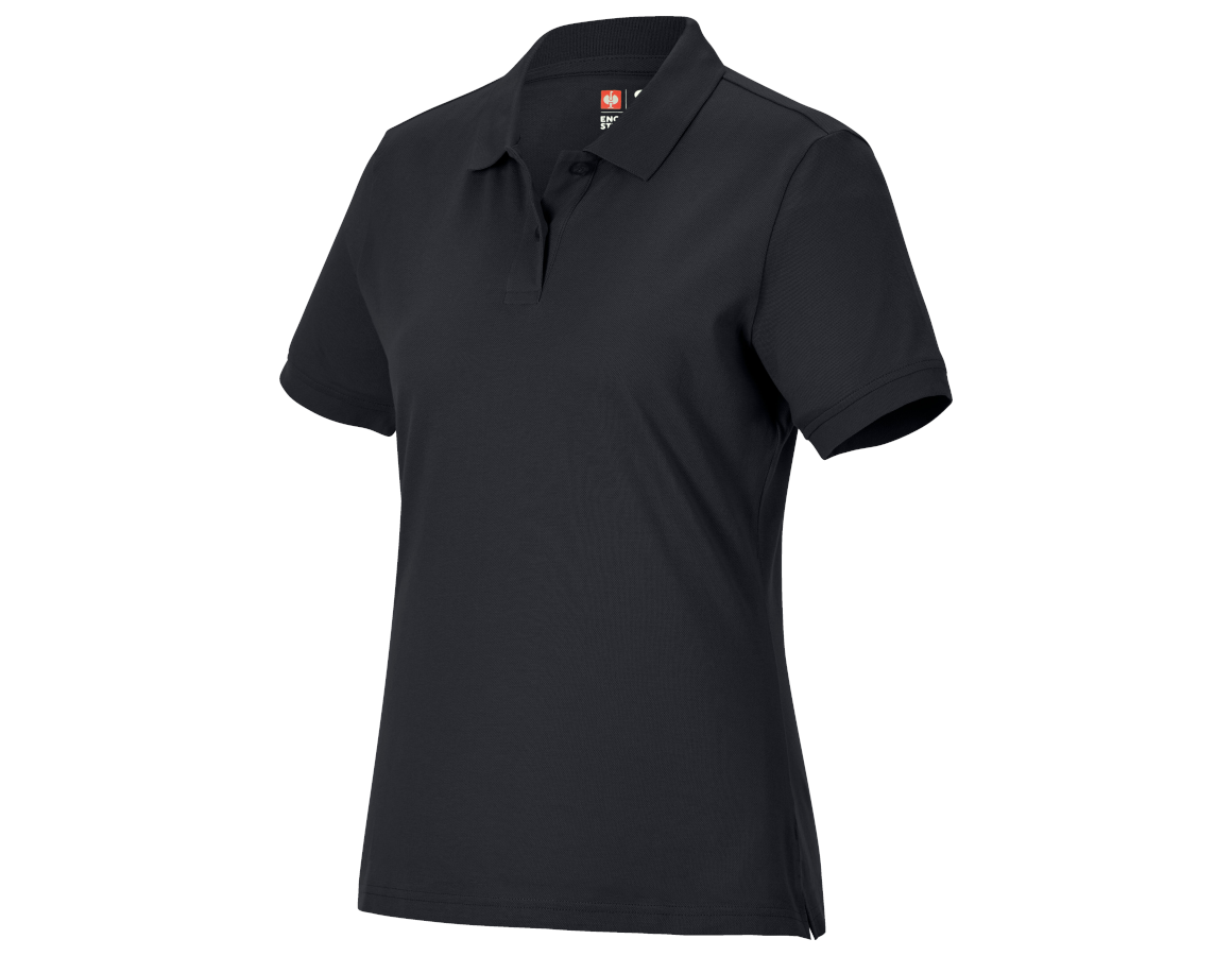 Themen: e.s. Piqué-Polo cotton light, Damen + schwarz