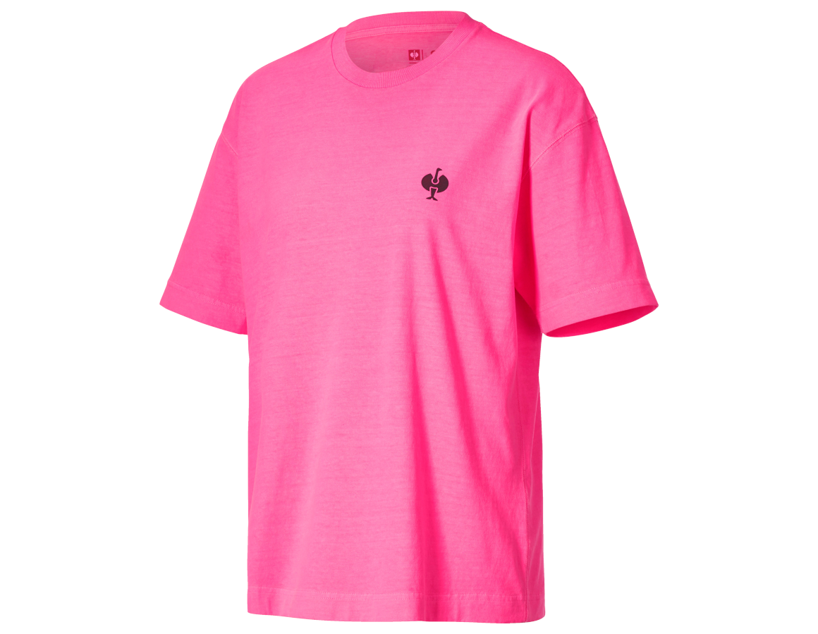 Shirts & Co.: e.s. T-Shirt neon, Damen + neonpink vintage
