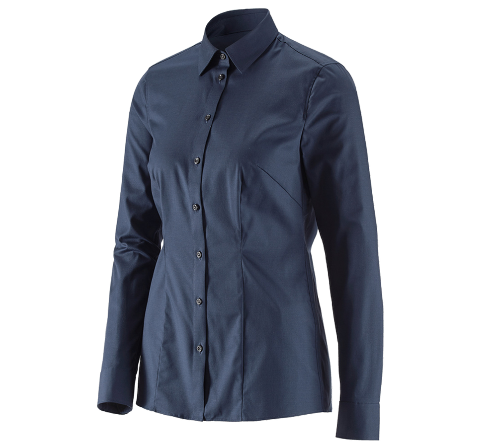 Themen: e.s. Business Bluse cotton stretch, Damen reg. fit + dunkelblau