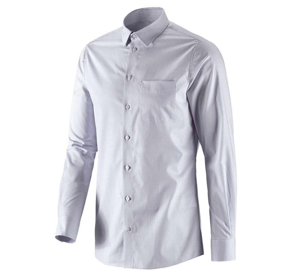 Themen: e.s. Business Hemd cotton stretch, slim fit + nebelgrau kariert