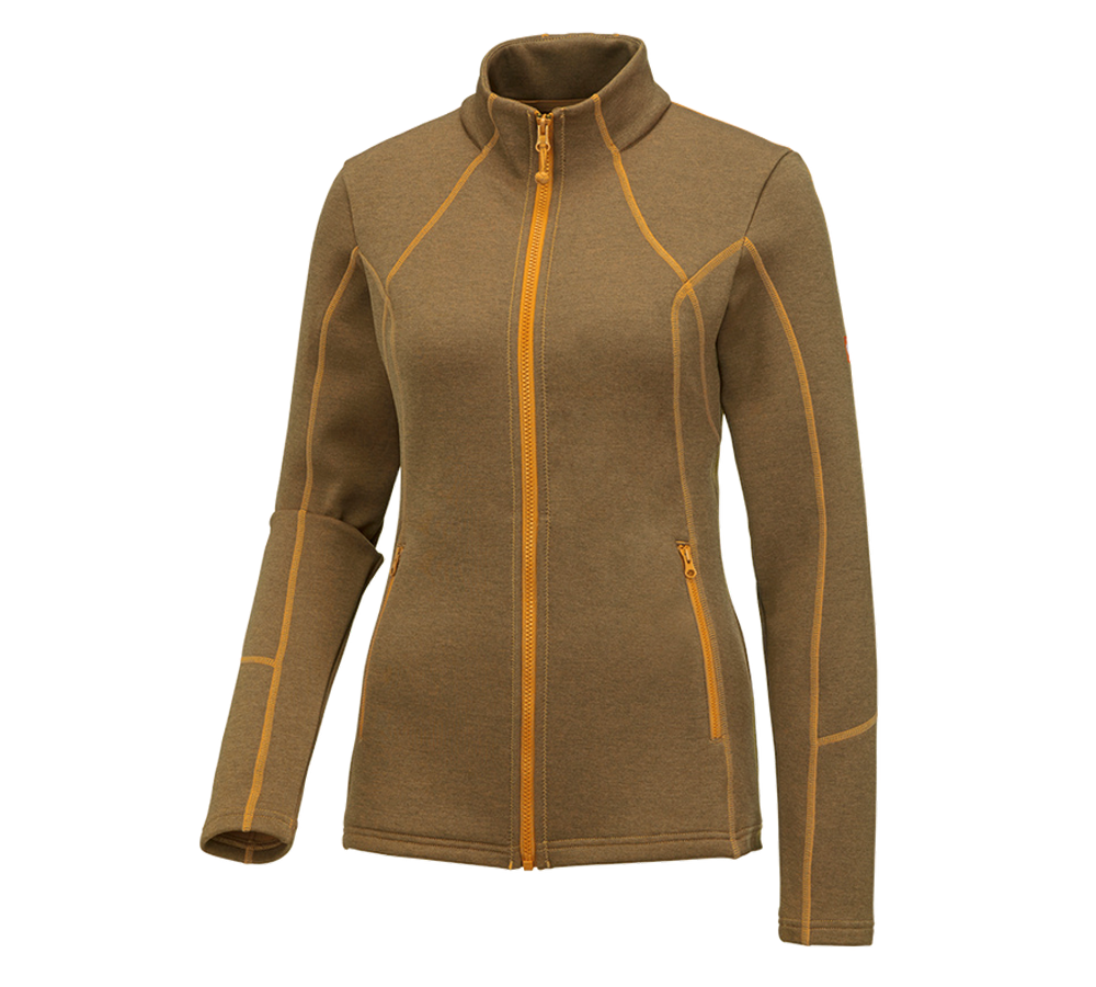 Jacken: e.s. Funktions Sweatjacke melange, Damen + hellorange melange