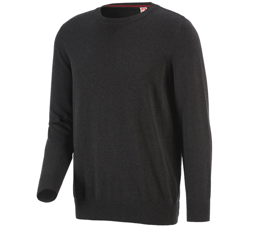 Themen: e.s. Strickpullover, rundhals + graphit melange