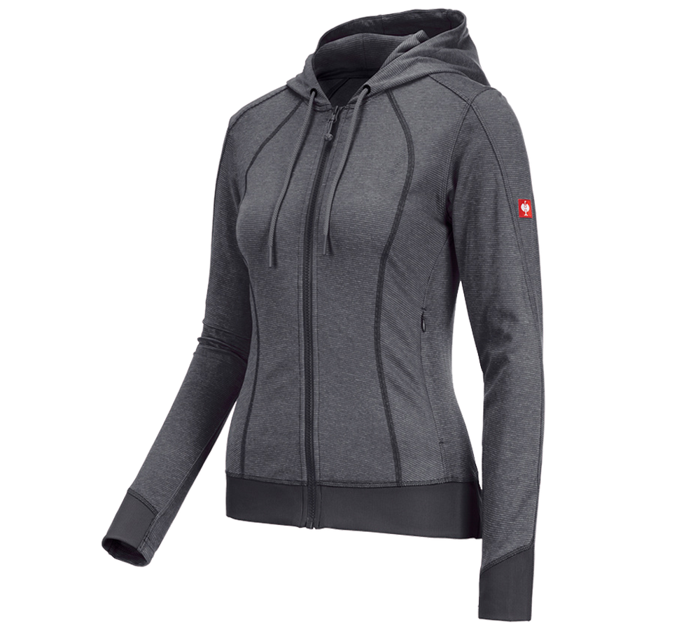 Themen: e.s. Funktions Kapuzenjacke stripe, Damen + anthrazit