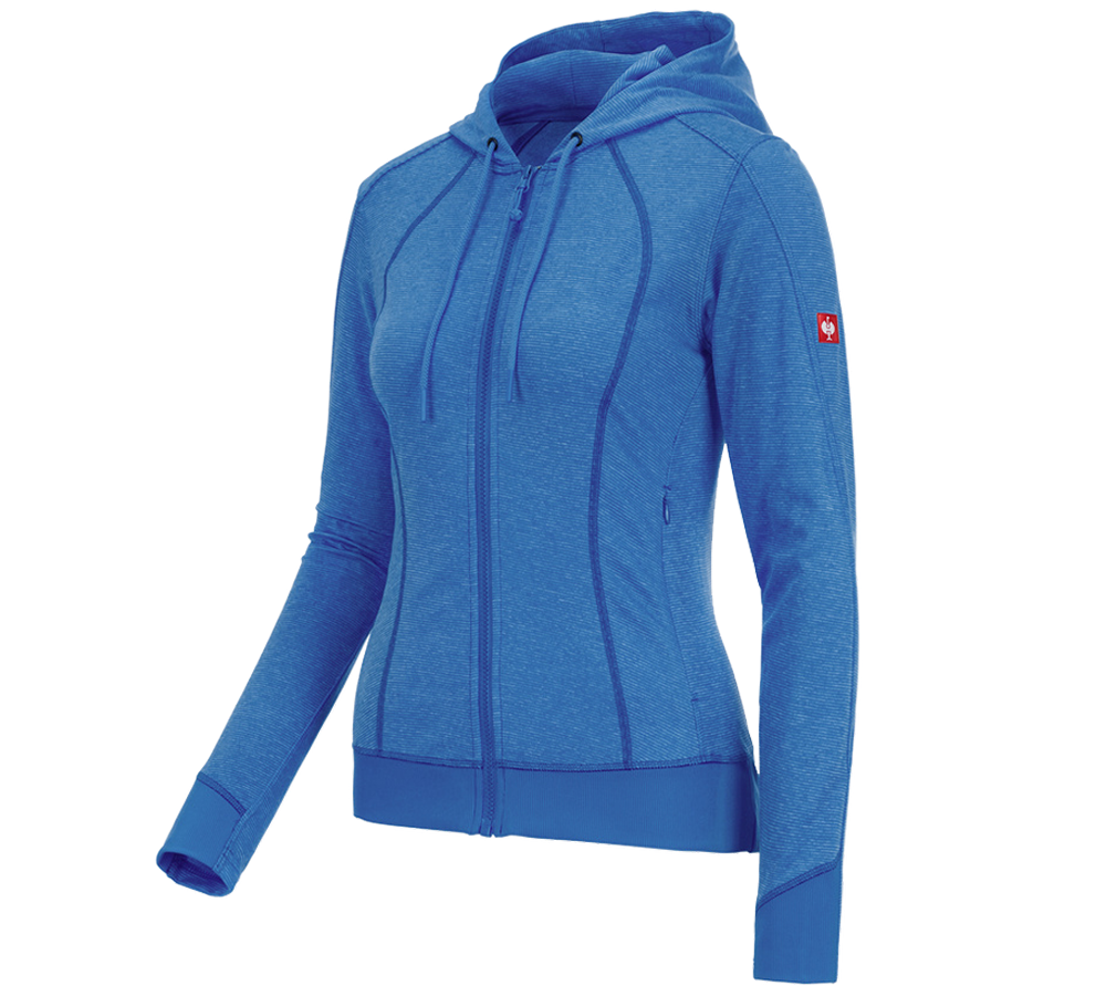 Themen: e.s. Funktions Kapuzenjacke stripe, Damen + enzianblau