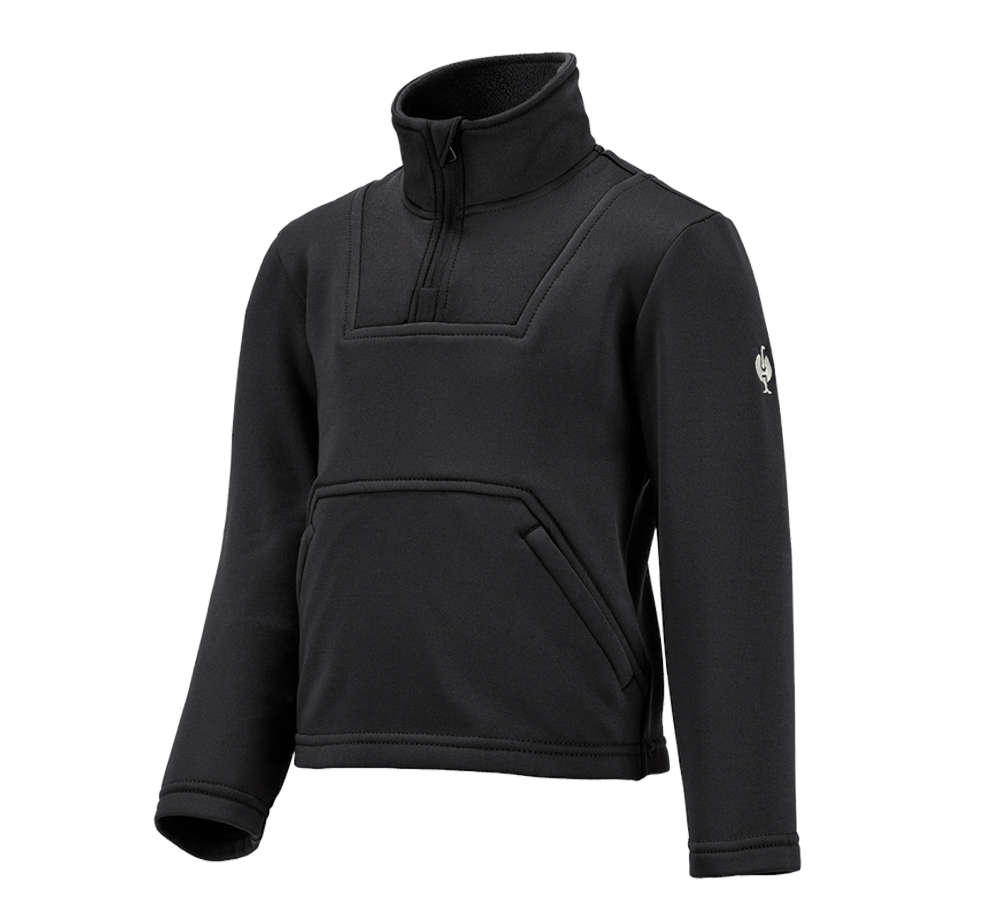 Shirts, Pullover & more: Funct.Troyer thermo stretch e.s.concrete child. + black