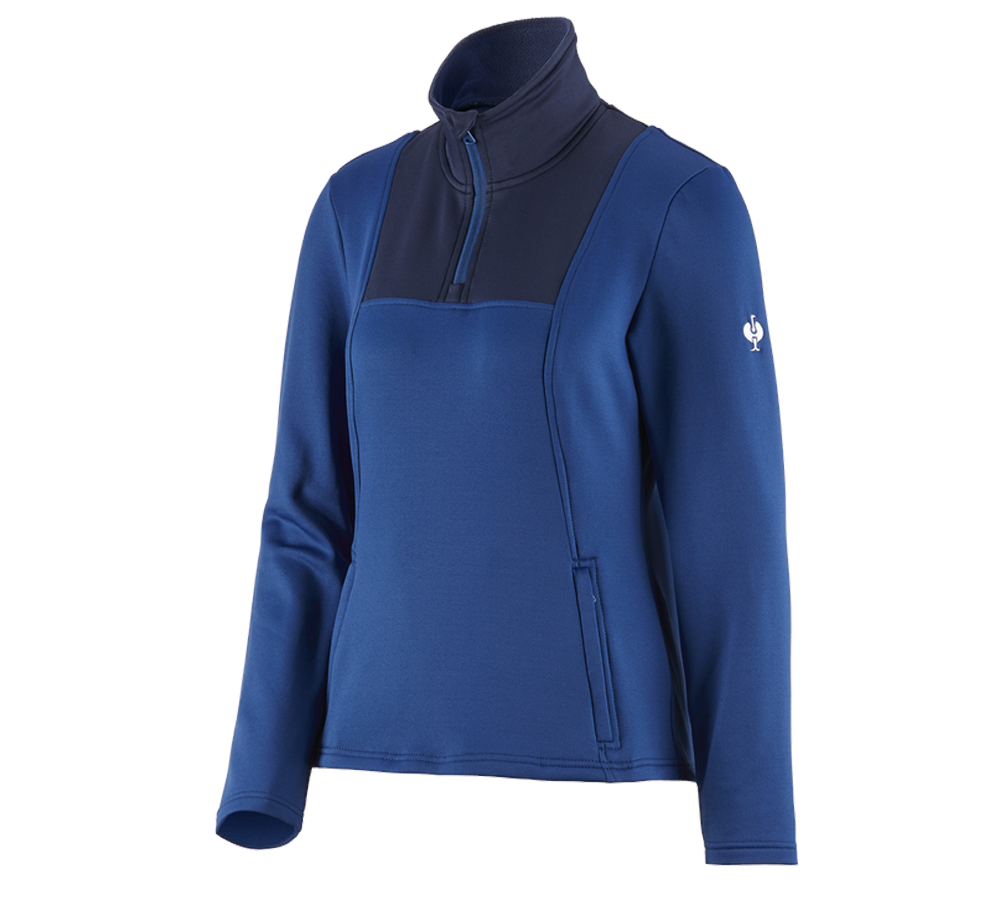 Shirts & Co.: Funktions-Troyer thermo stretch e.s.concrete,Damen + alkaliblau/tiefblau