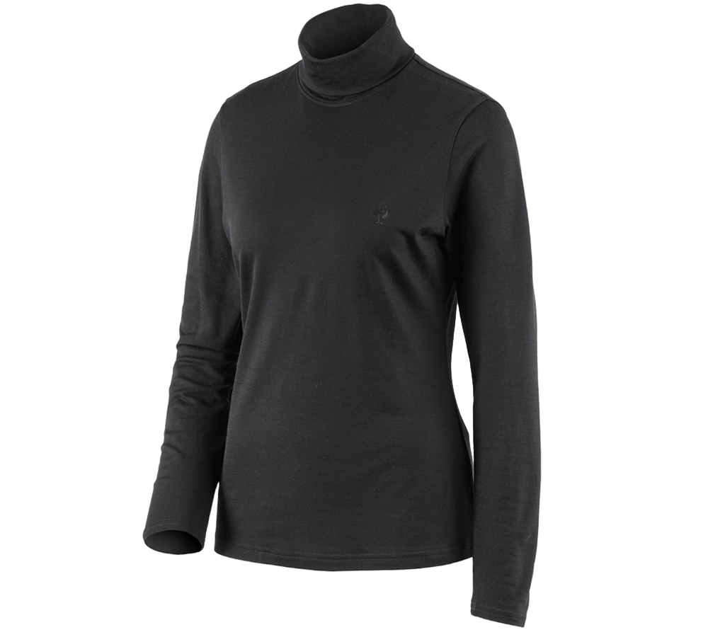 Themen: Rollkragenshirt Merino e.s.trail, Damen + schwarz