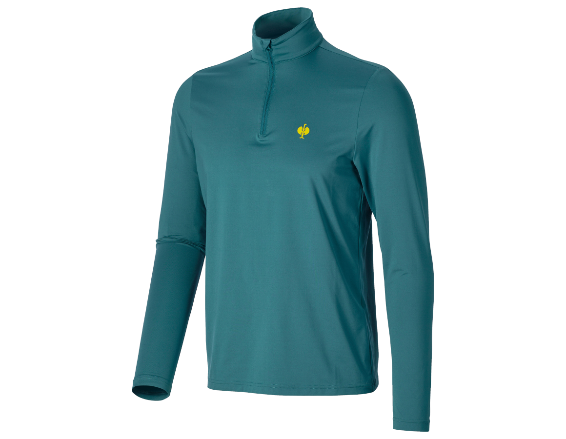 UV-Schutz: Funktions Troyer-Longsleeve UV e.s.trail + smaragdgrün/chromgelb