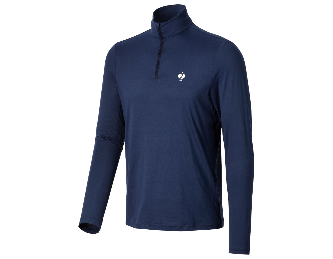 UV-Schutz: Funktions Troyer-Longsleeve UV e.s.trail + tiefblau/weiß