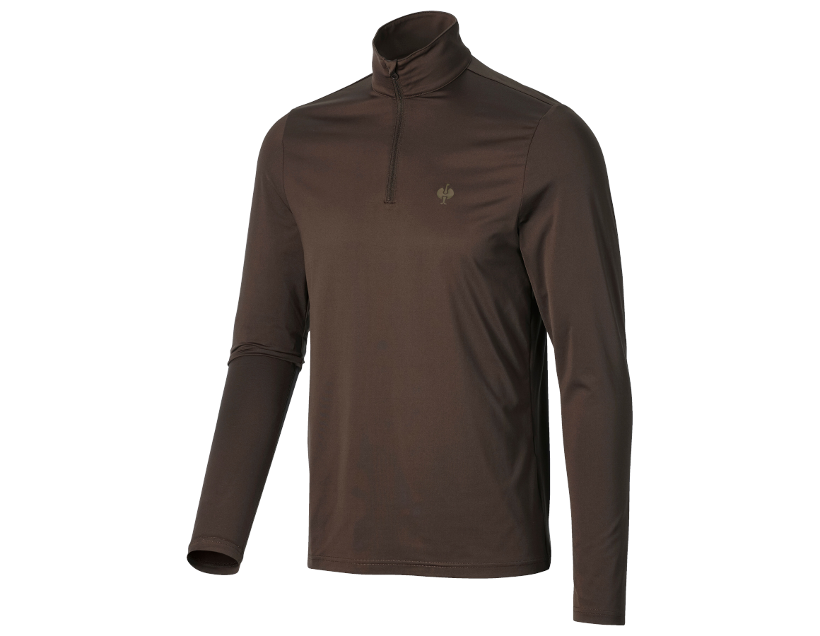 UV-Schutz: Funktions Troyer-Longsleeve UV e.s.trail + kastanie/haselnuss