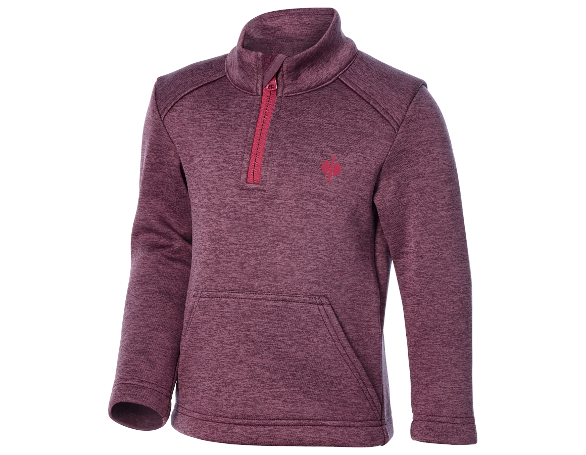 Shirts & Co.: Troyer thermo stretch e.s.trail, Kinder + mahagonirot melange/opalrot