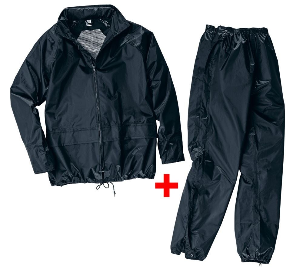 Arbeitsjacken: Set Regenjacke/-hose + schwarz