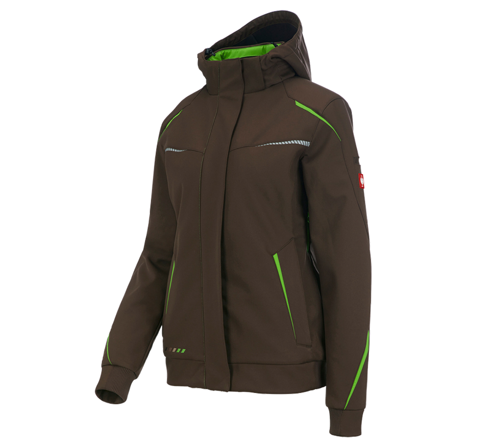 Straßenbauer: Winter Softshelljacke e.s.motion 2020, Damen + kastanie/seegrün