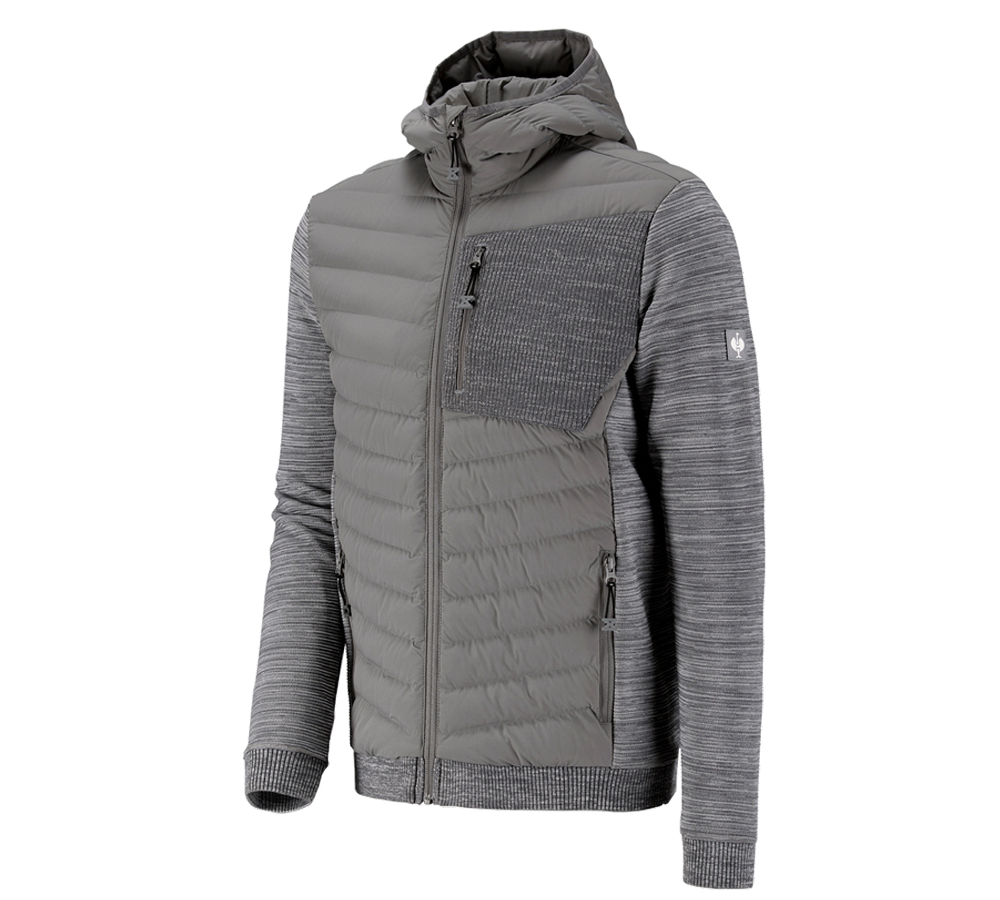 Arbeitsjacken: Hybrid Kapuzenstrickjacke e.s.motion ten + granit melange