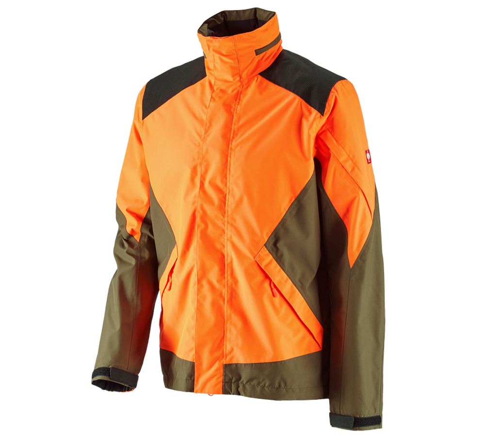Themen: e.s. Forst-Regenjacke + warnorange/schlammgrün