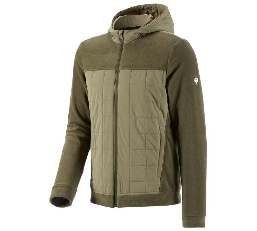 Arbeitsjacken: Hybrid Kapuzenfleecejacke e.s.concrete + schlammgrün/stipagrün