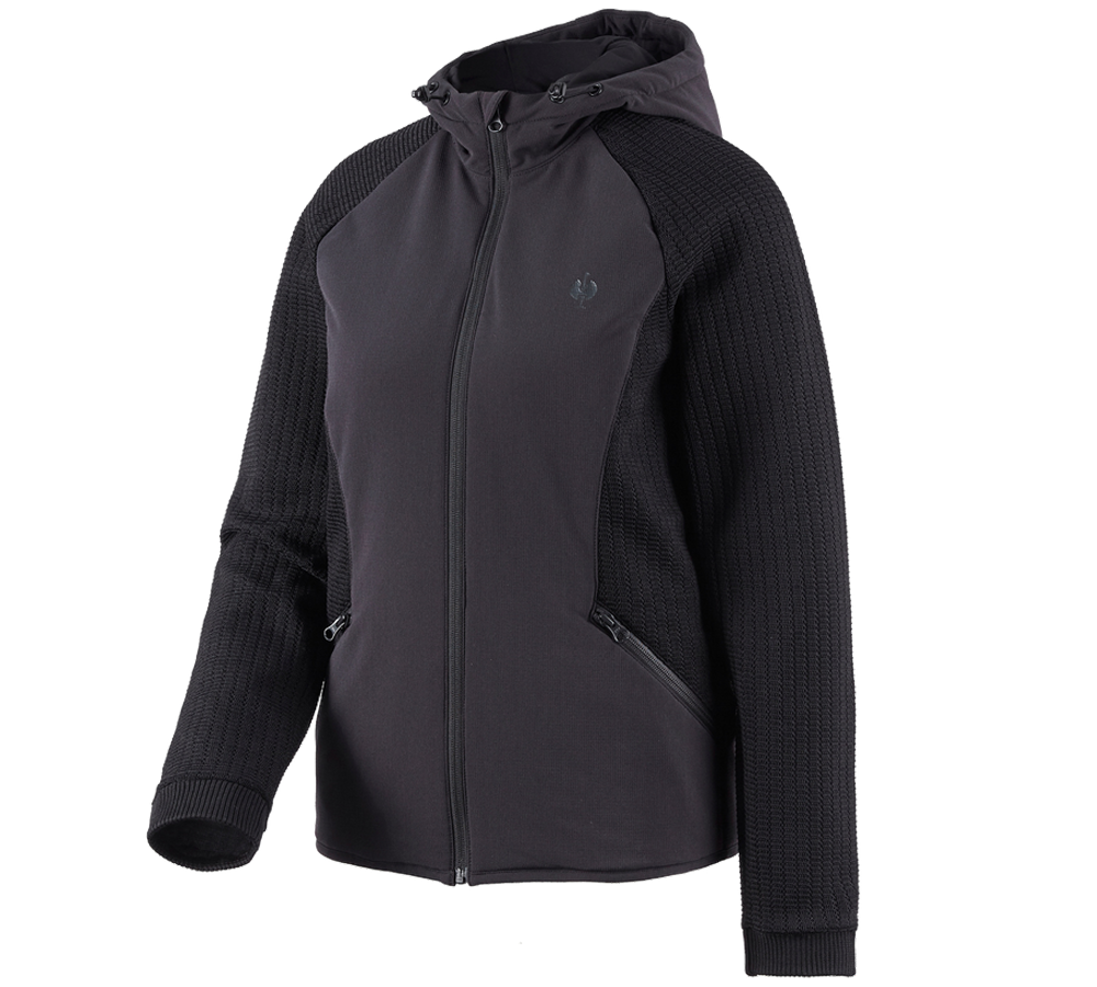 Jacken: Hybrid Kapuzenstrickjacke e.s.trail, Damen + schwarz