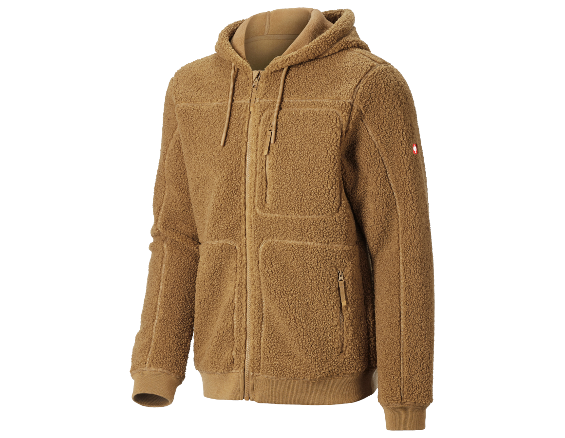 Arbeitsjacken: Faserpelz Kapuzenjacke e.s.e:pic + mandelbraun