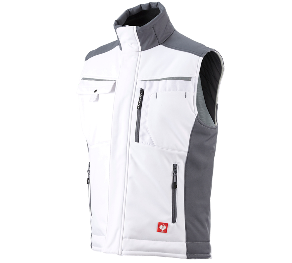 Tilers: Softshell bodywarmer e.s.motion + white/grey