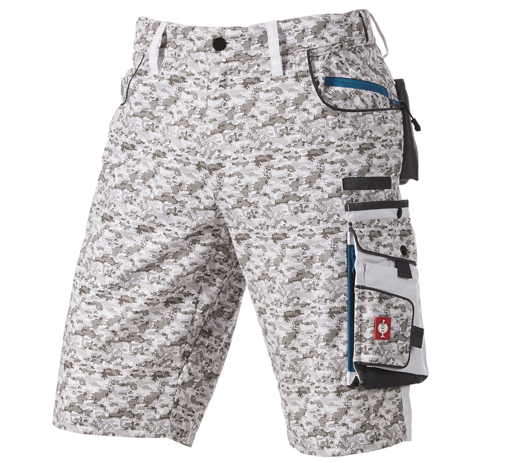 Arbeitshosen: e.s. Shorts Pixel + weiß/grau/petrol
