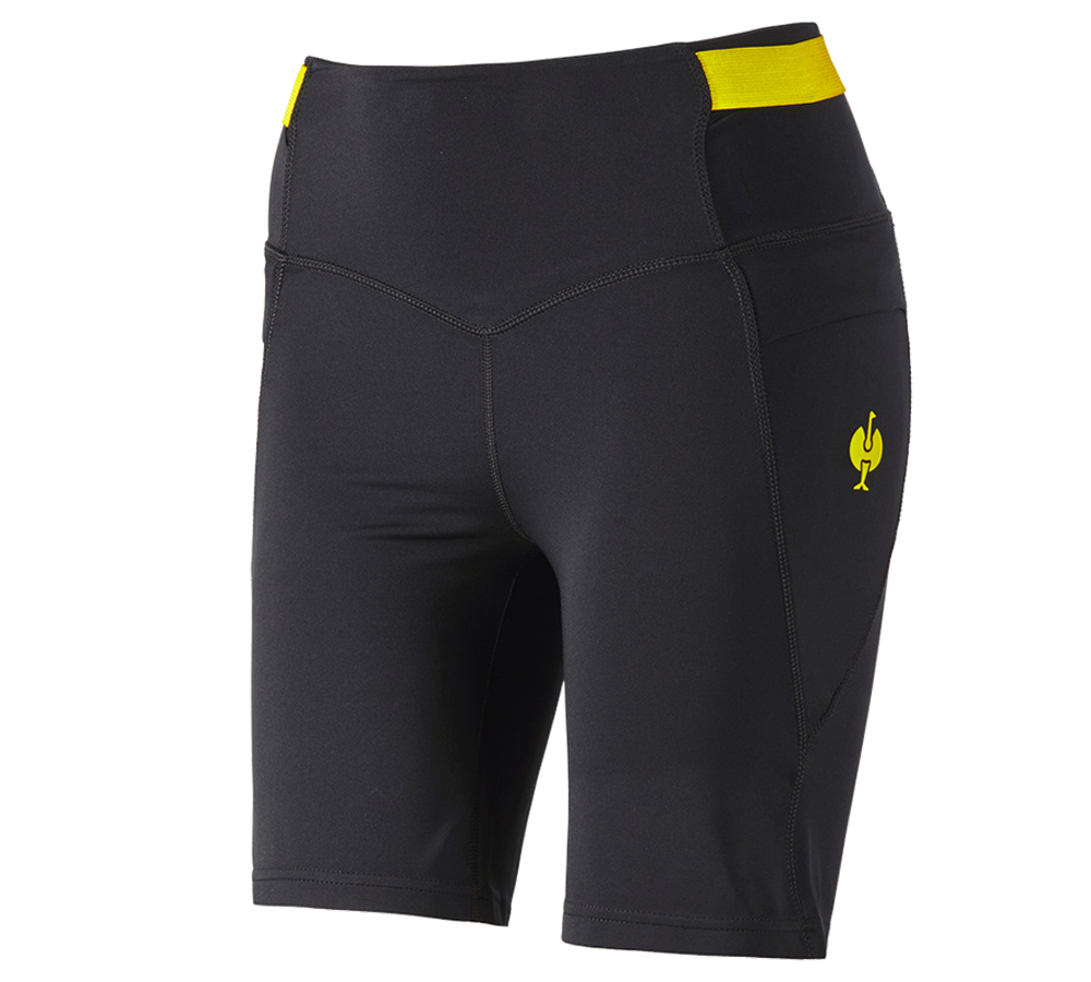 Hosen: Race Tights Short e.s.trail, Damen + schwarz/acidgelb