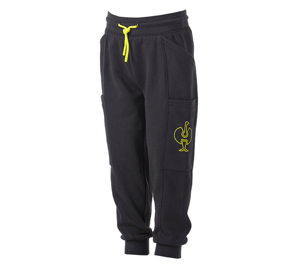 Hosen: Sweat Pants light e.s.trail, Kinder + schwarz/acidgelb