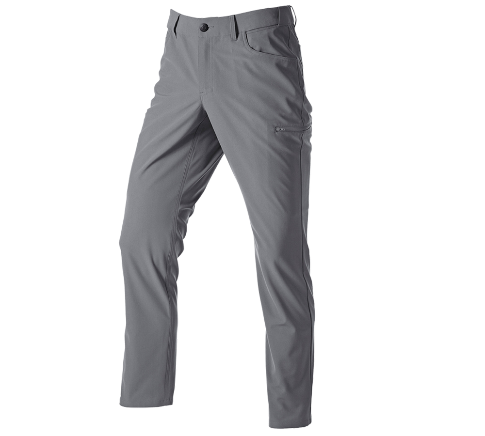 Work Trousers: 5-pocket work trousers Chino e.s.work&travel + basaltgrey