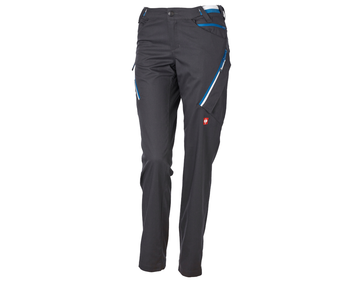 Work Trousers: Multipocket trousers e.s.ambition, ladies' + graphite/gentianblue