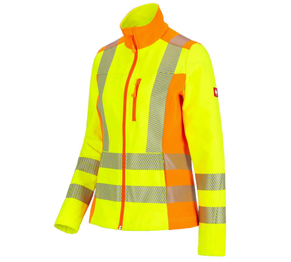 Jacken: Warnsch.Softsh.jacke softlight e.s.motion 2020,Da + warngelb/warnorange