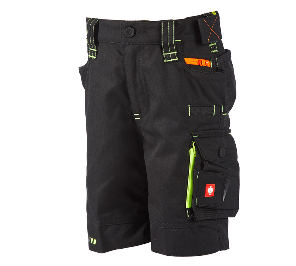 Shorts: Short e.s.motion 2020, Kinder + schwarz/warngelb/warnorange
