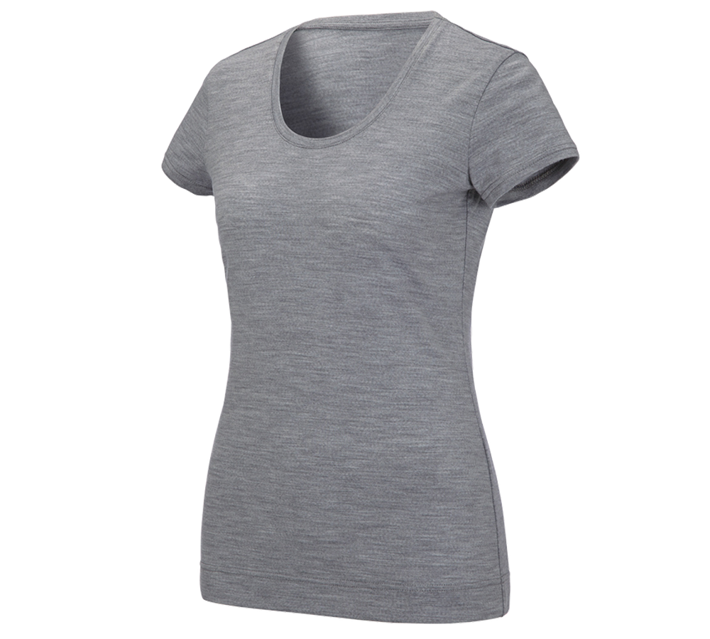 Topics: e.s. T-shirt Merino light, ladies' + grey melange