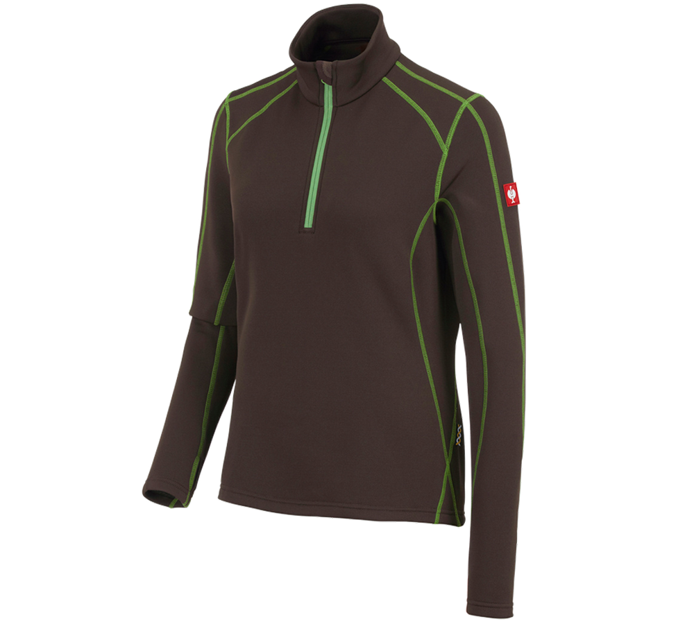 Shirts & Co.: Funkt.-Troyer thermo stretch e.s.motion 2020, Da. + kastanie/seegrün
