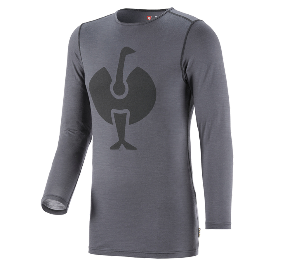 Winter accessories: e.s. Long sleeve Merino, men's + cement/graphite