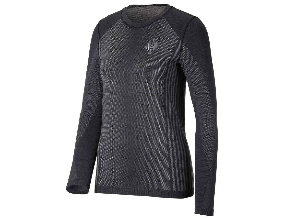 Funktionsunterwäsche: Funktions-Longsleeve e.s.trail seamless-warm,Damen + schwarz/basaltgrau