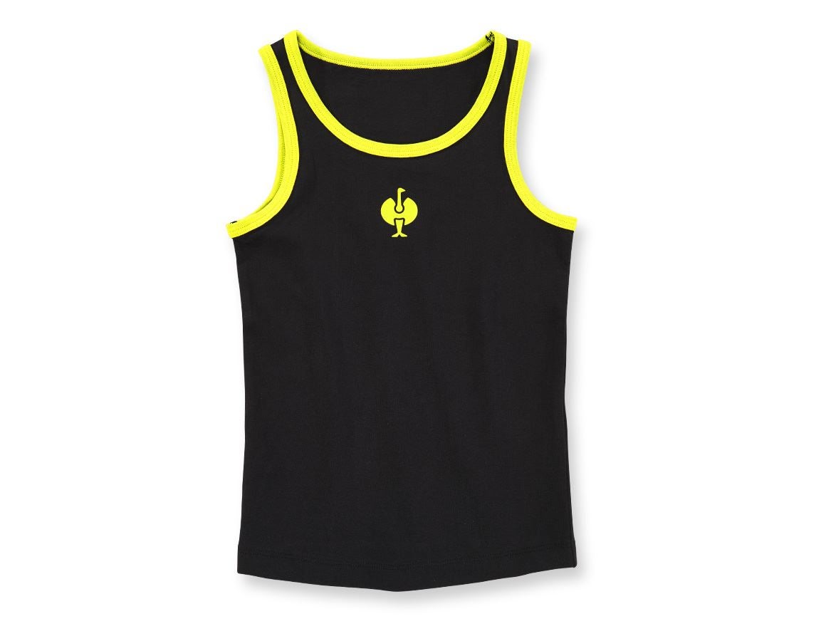 Unterwäsche: e.s. cotton stretch Tank-Shirt, 2er Pack, Kinder + schwarz/acidgelb