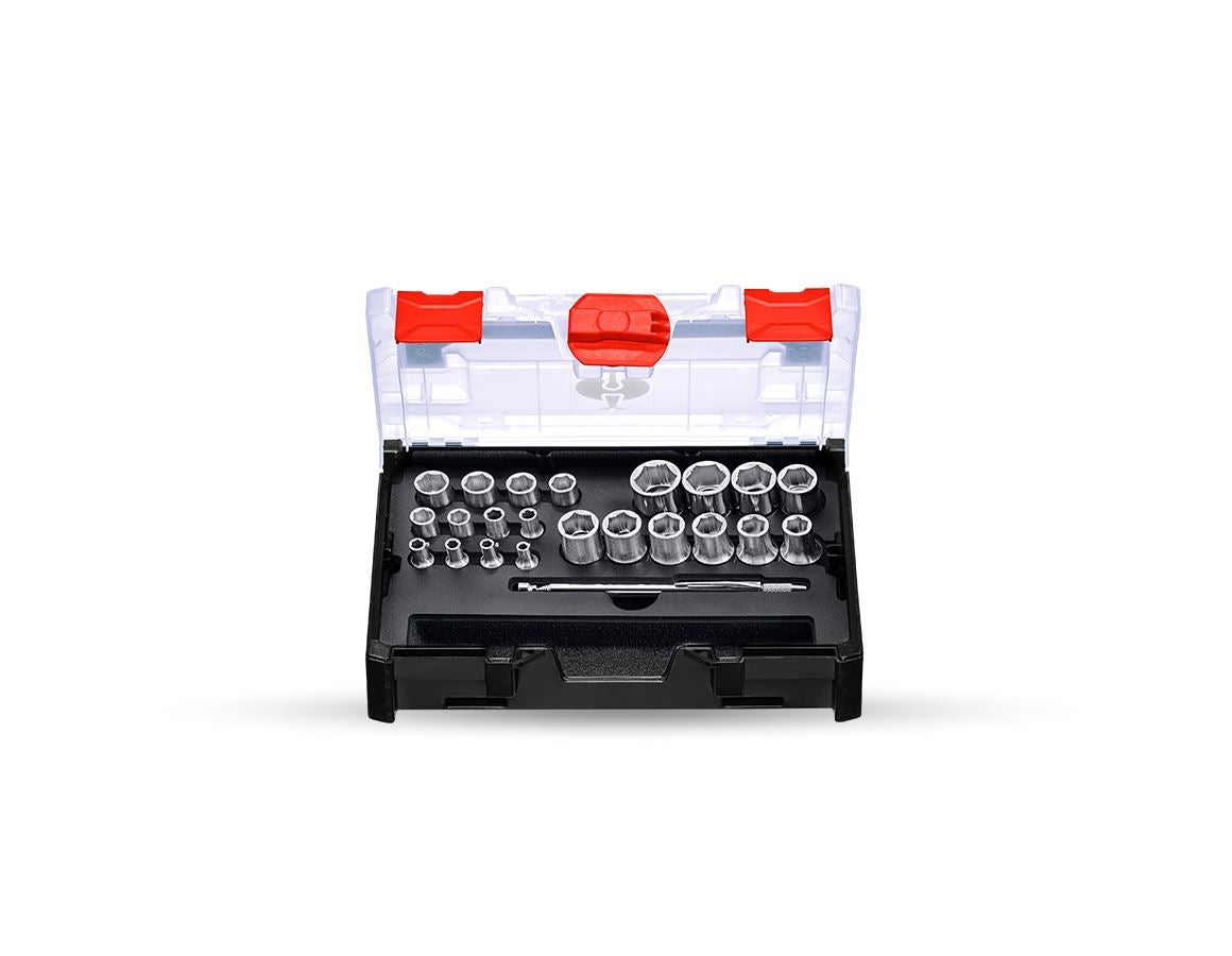 STRAUSSbox System: Socket wrench set power grip 1/2+1/4 in STRAUSSbox