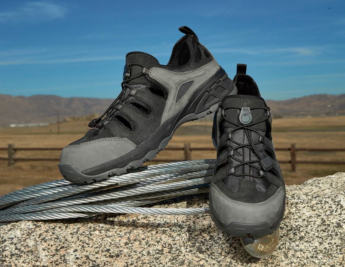 Safety Trainers: e.s. S1 Safety sandals Pallas + cement/black