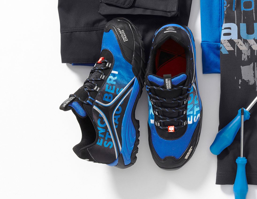 Safety Trainers: e.s. S1 Safety shoes Merak + graphite/gentianblue