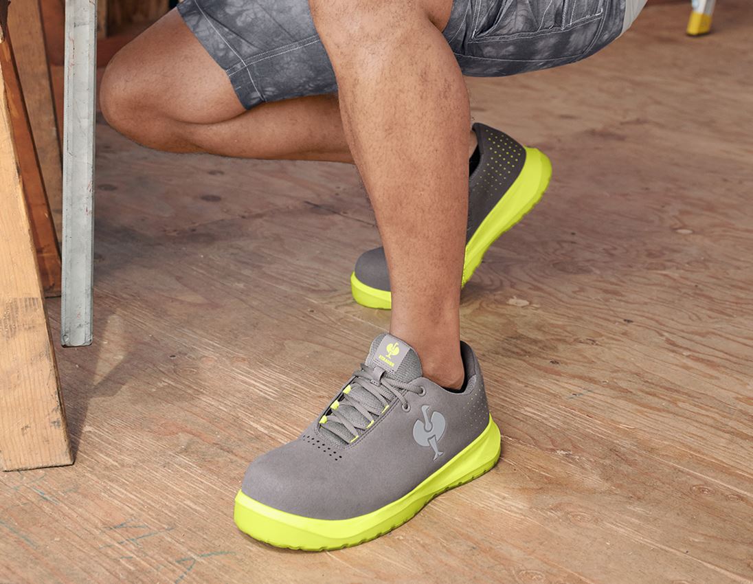 Safety Trainers: S1P Safety shoes e.s. Banco low + pearlgrey/high-vis yellow 1