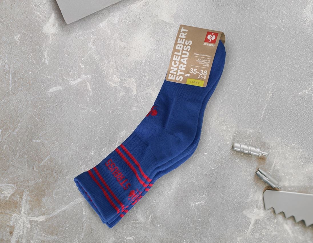 Socken | Strümpfe: e.s. Allround Socken Classic light/high,Kinder,3er + kornblau/feuerrot 1