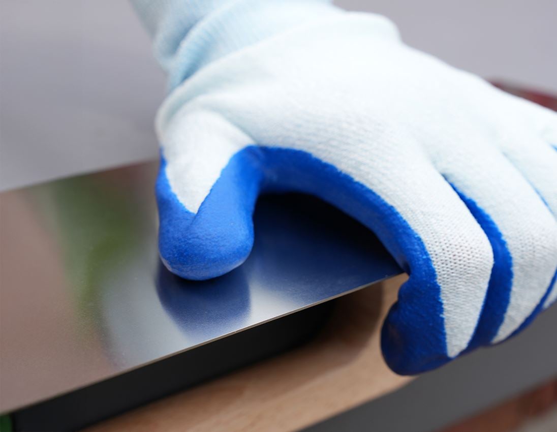 Coated: Nitrile cut protect. gloves evertouch Cut C Food + blue/lightblue-melange 2