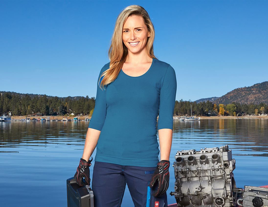 Topics: e.s. Shirt 3/4 sleeve cotton stretch, ladies' + atoll