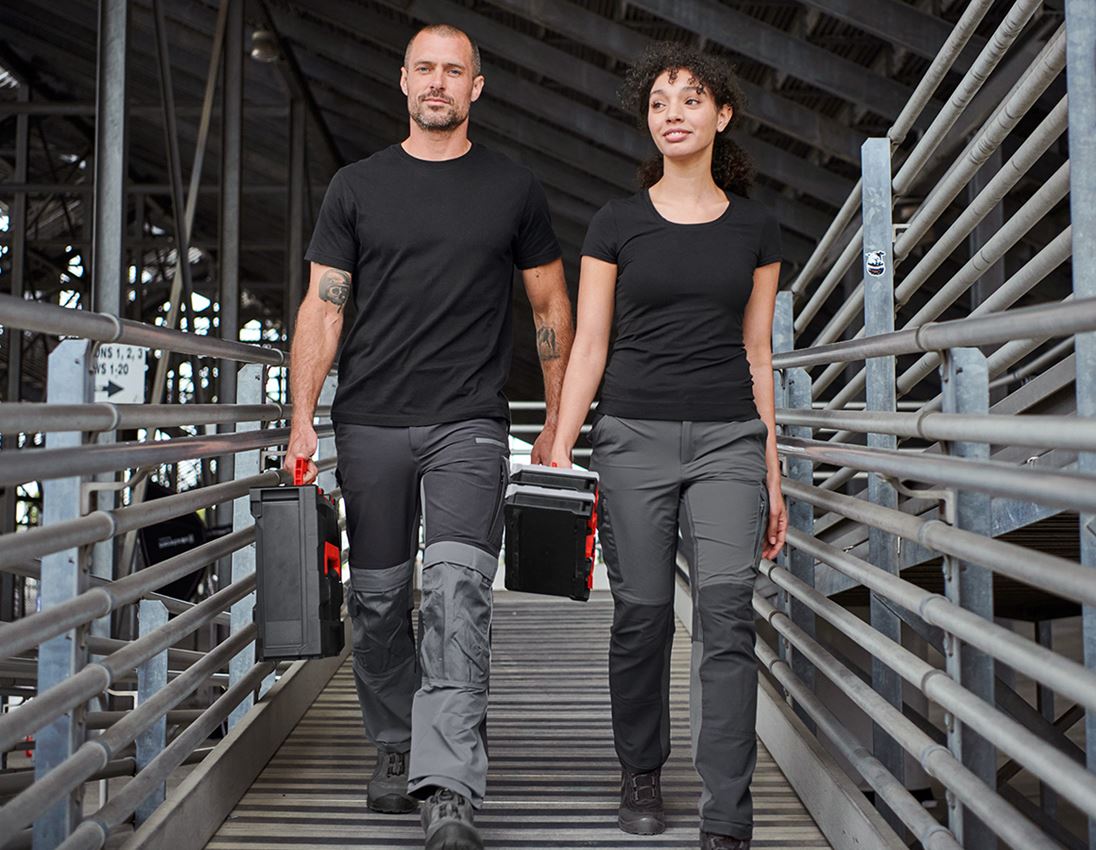 Shirts & Co.: e.s. T-Shirt cotton stretch, Damen + schwarz 1