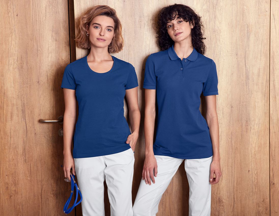 Topics: e.s. Piqué-Polo cotton stretch, ladies' + alkaliblue