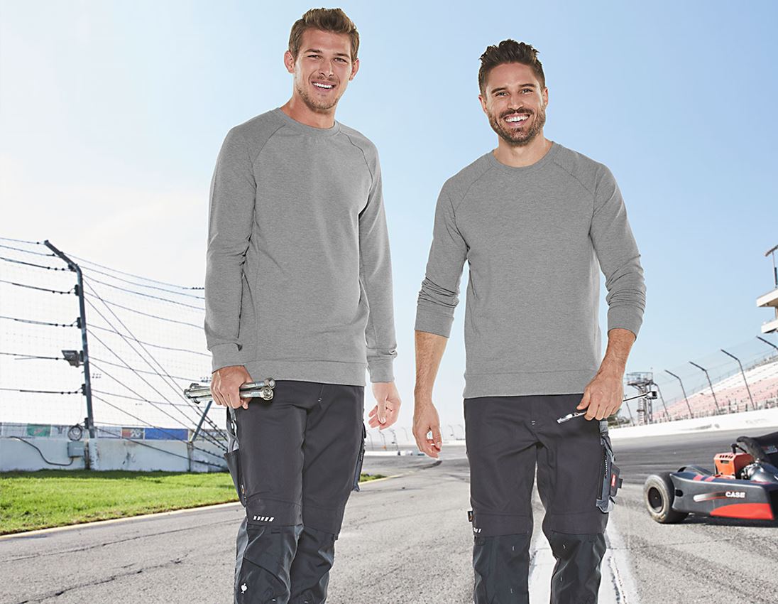 Shirts & Co.: e.s. Sweatshirt cotton stretch, long fit + graumeliert