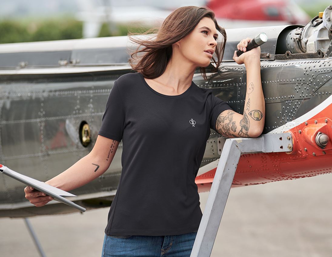 Shirts & Co.: Modal-Shirt e.s. ventura vintage, Damen + schwarz 1