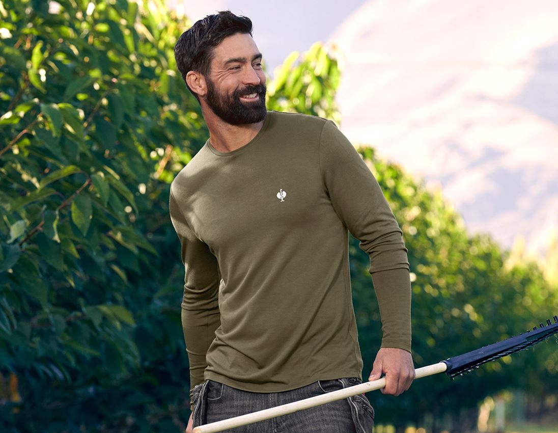 Shirts & Co.: Modal-Longsleeve e.s.concrete + schlammgrün